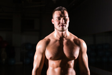 Naklejka na ściany i meble Portrait of strong healthy handsome Athletic Man Fitness Model