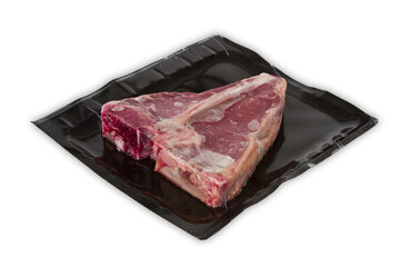 Frisches T Bone Steak in Vakum Verpackung