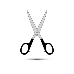 Open scissors vector illustration isolated on white background
