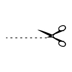 Scissors cut lines silhouette vector illustration isolated on white background