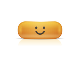 Orange drug pill with happy face emoticon vector illustration