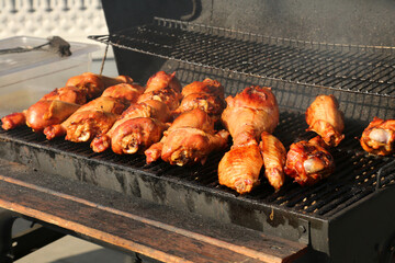 Slices of Turkey cooked on the grill. Street food.