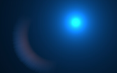 Blue digital lens flare in black background horizontal frame warm