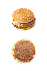 Meat and cheese burger isolated