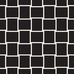 Crosshatch vector seamless geometric pattern. Crossed graphic rectangles background. Checkered motif. Seamless black and white texture of crosshatched lines. Trellis simple fabric print.