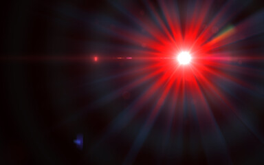 Abstract green lens flare light over black background