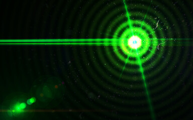 Abstract red lens flare light on black background