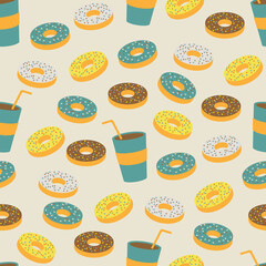 Fast food seamless background. Vector illustration.