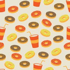 Fast food seamless background. Vector illustration.