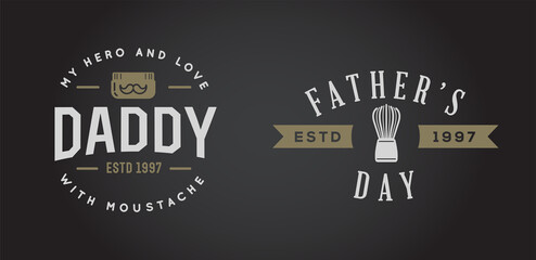 Set of Vector Happy fathers day. Typography Vintage Icons. Lettering for greeting cards, banners, t-shirt design. 