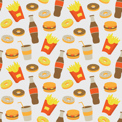 Fast food seamless background. Vector illustration.