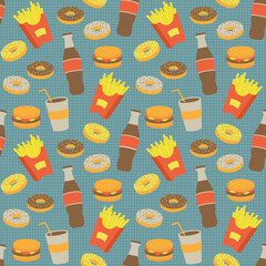 Fast food seamless background. Vector illustration.