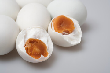 Isolated group of salted duck egg; close up