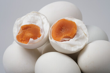 Isolated top view group of salted duck egg