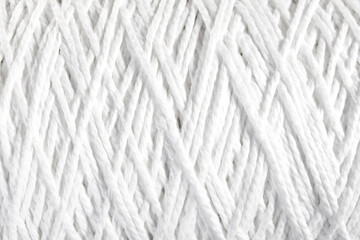 Roll of white rope isolated on white background