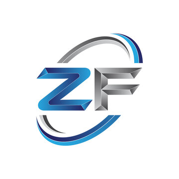 Simple initial letter logo modern swoosh ZF