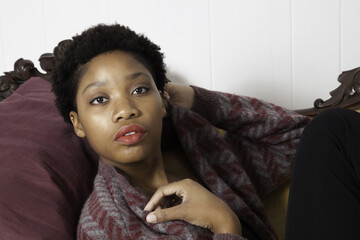 Pensive Black woman