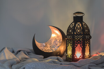 Lantern and a copper crescent