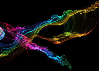 Dark abstract background with a glowing abstract waves