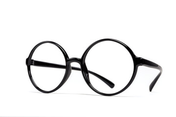 black plastic glasses isolated white.