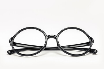 black plastic glasses isolated white.