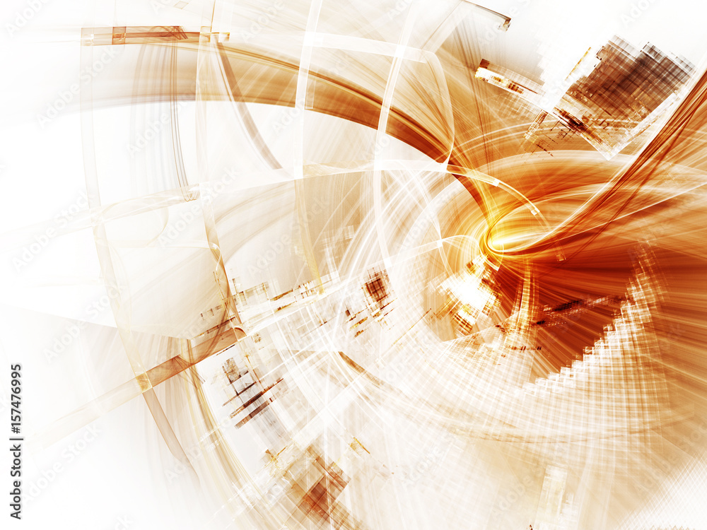 Fototapete abstract computer graphics background. composition of grids, curves and motion blur. red and white c
