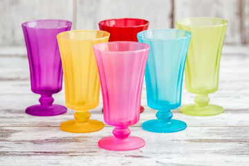 Row of Multi Colored Glasses