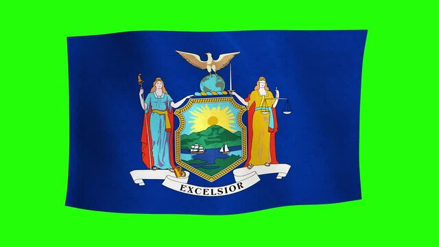 Animated New York State Flag isolated on Chromakey Green screen 