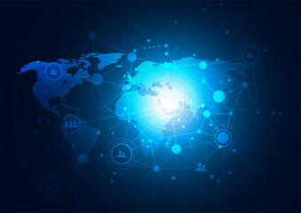 Global network connection. World map point and line composition concept of global business. Vector Illustration