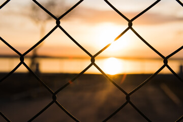 Naklejka premium Sunset on the embankment in Khabarovsk