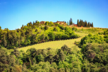 Fototapeta na wymiar House in The Hillside of Chianti Italy