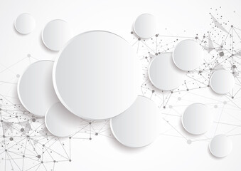 Paper circle communication background with drop shadows. Vector illustration