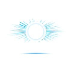 bright blue sun rays banner graphic design, vector illustration