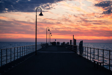 sunset on the bridge at Glenelg beach