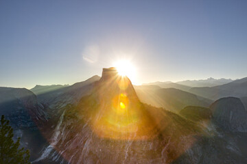 View of Half Dome with a crazy lens flare