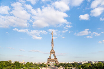 Eiffel Tower with blue sky, Paris France