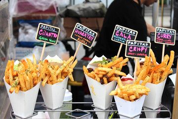 Cone of French fries in Brooklyn Flea Market / USA