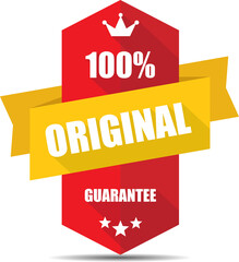 100% original red Label, Sticker, Tag, Sign And Icon Banner Business Concept, Design Modern With Crown.