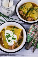 Green pepper stuffed