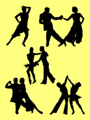 Tango salsa couple dancer silhouette. Good use for symbol, logo, web icon, mascot, sign, or any design you want.