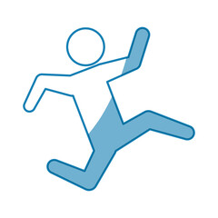 blue line pictogram man silhouette running concept, vector illustration