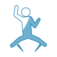 blue line pictogram man jumping up concept, vector illustration