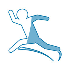 blue line pictogram man jumping up concept, vector illustration