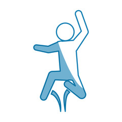 blue line pictogram man jumping up concept, vector illustration