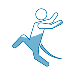 blue line pictogram man jumping up concept, vector illustration
