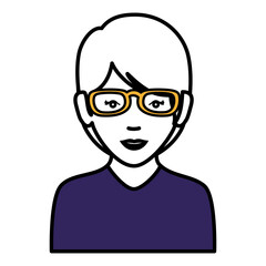 beautiful and young woman with glasses character vector illustration design