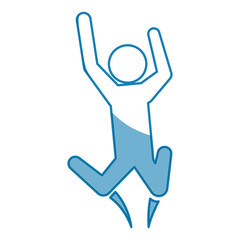 blue line pictogram man jumping up concept, vector illustration