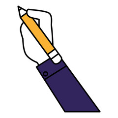 hand human with pencil isolated icon vector illustration design