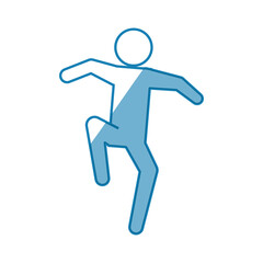blue line pictogram man jumping up concept, vector illustration