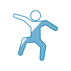 blue line pictogram man jumping up concept, vector illustration
